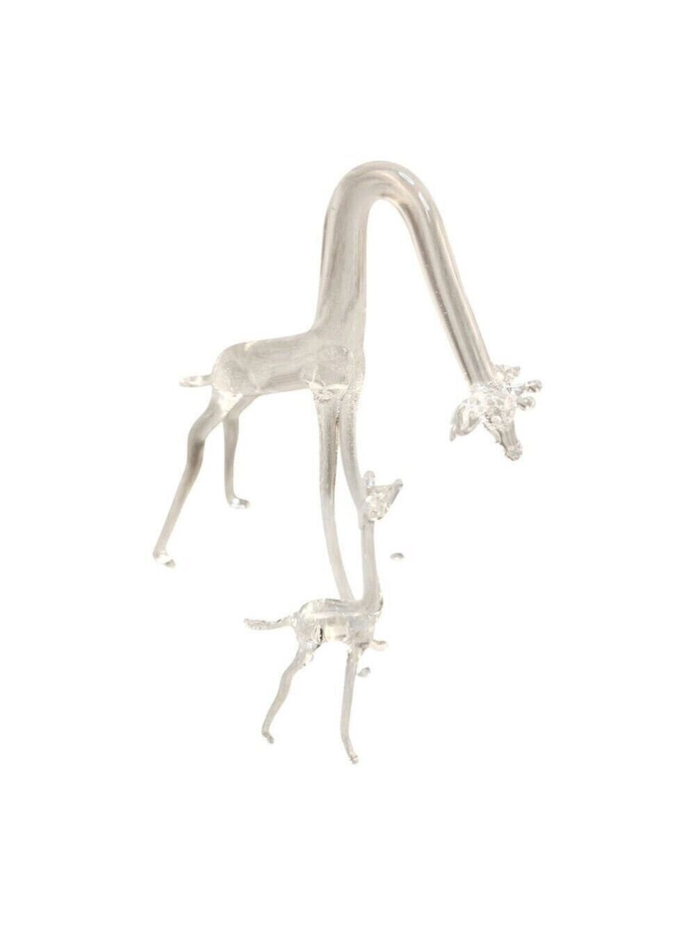 Blown Glass Giraffe Figurines Set of 2 Clear Adult Baby